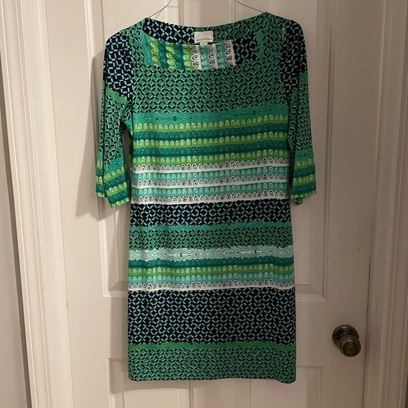Donna Morgan size 12 printed green dress - Picture 1 of 4